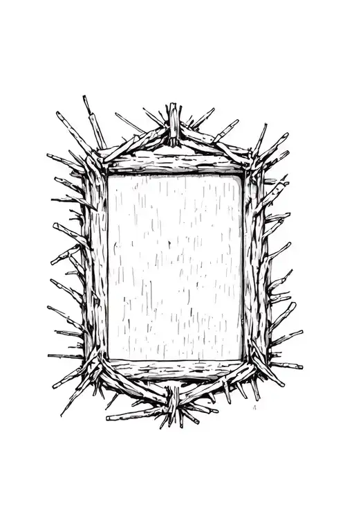 Picture Frame With Flat Bottom And Round Top Made Out Of A Lot Of Different Sticks