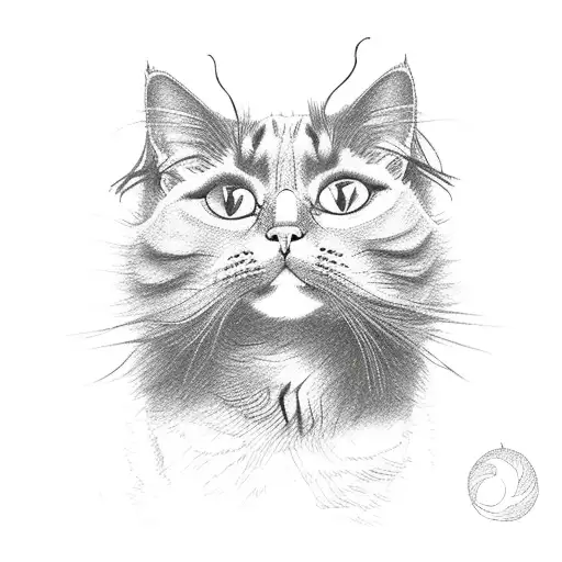 A Cat With Long Fur Knotted Into Red Strings