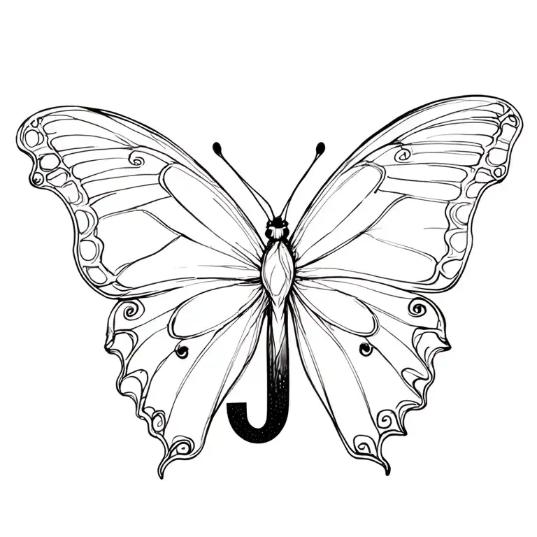 Butterfly With Letter J Letter