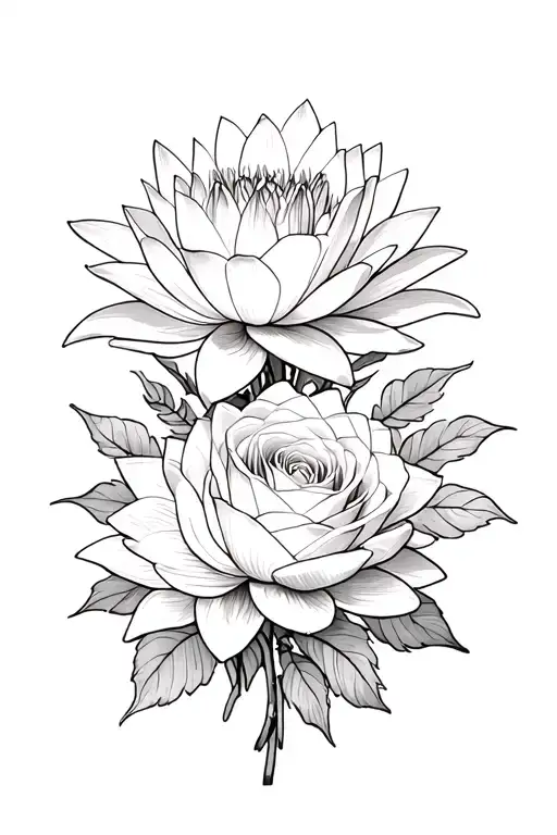 Birth Flower Bouquet Water Lily And Rose