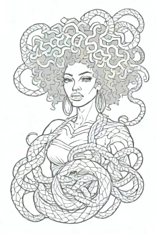 African Medusa With An Afro Made Of Snakes