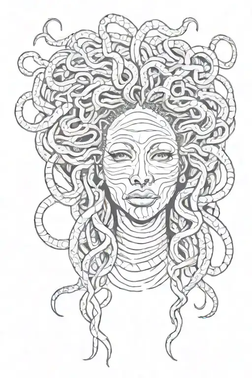 Scary African Medusa Face With An Afro Made Of Snakes Hissung