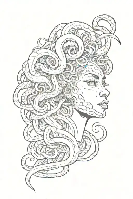 Face Of Medusa With An Afro Made Of Snakes Hissing