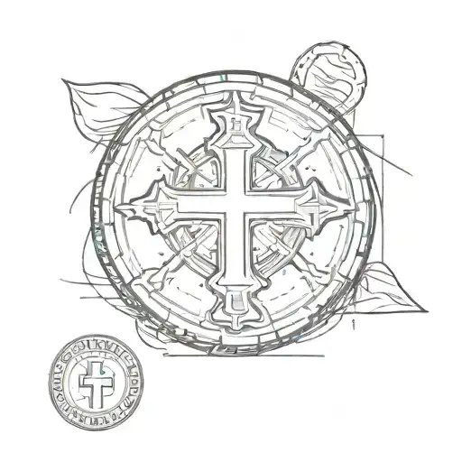 Plain Cross Standing On A Coin With Date