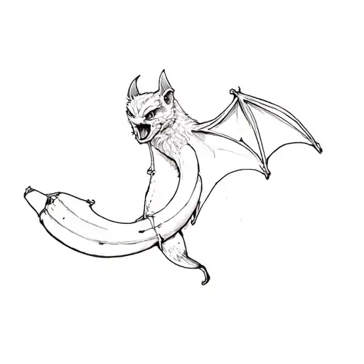 A Bat Eating A Banana