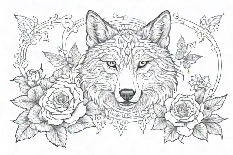 Name Maram With Roses And Wolf Butterfly