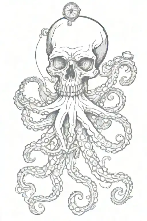Octopus Holding Skull And Compass