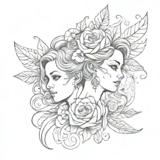 Female Tattoo With Children's Names Mikhail And Victoria