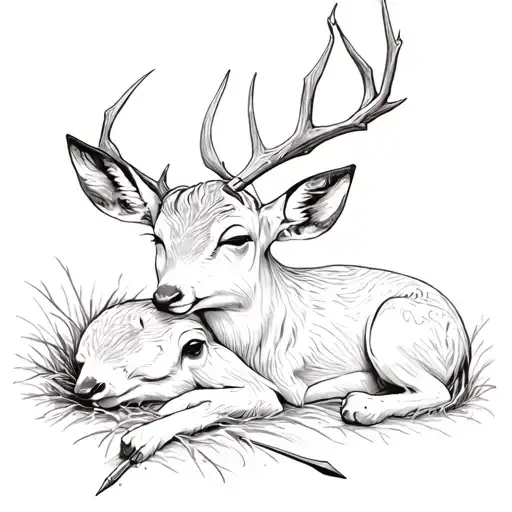Sleeping Fawn That Was Struck With Arrow