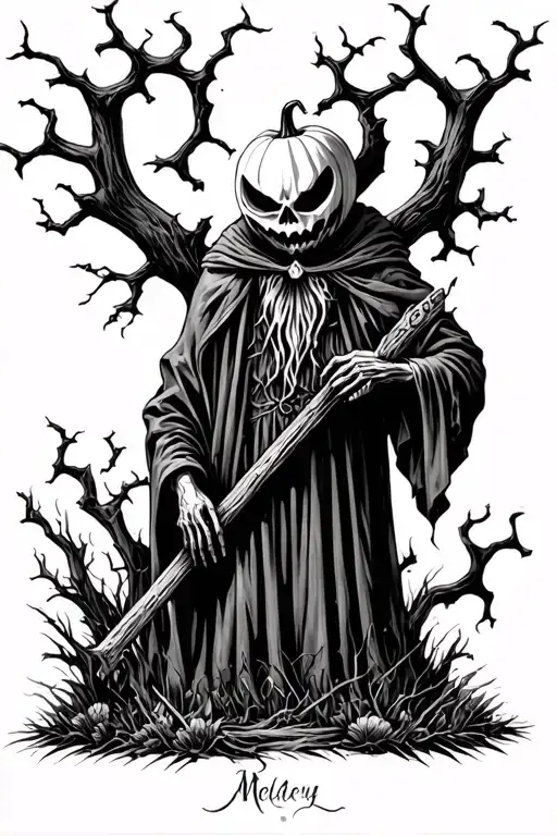 Pumpkin Head Reaper Full Body Grave Yard