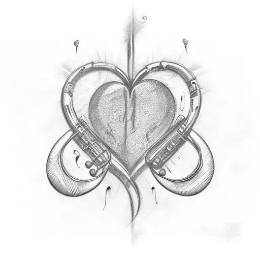 Love Heart With Music Lines Wrapped Around With With Music Notes