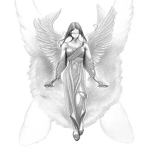 A Sketch-style Tattoo Of A Guitar Morphing Into An Angel