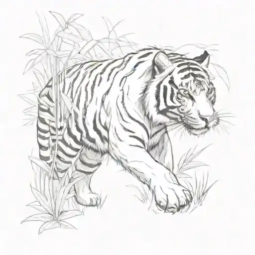 A Tiger Prowling Through A Dense Jungle Landscape