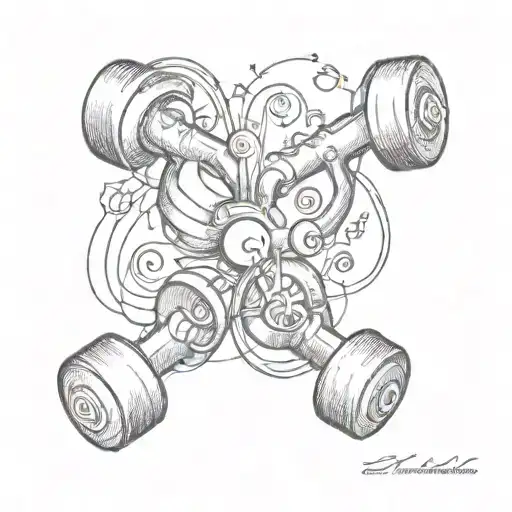 Dumbbells Forming A Heart Shape With Music Symbols