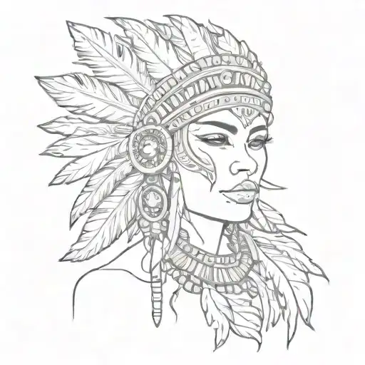 Feather And Indigenous Women Face Made