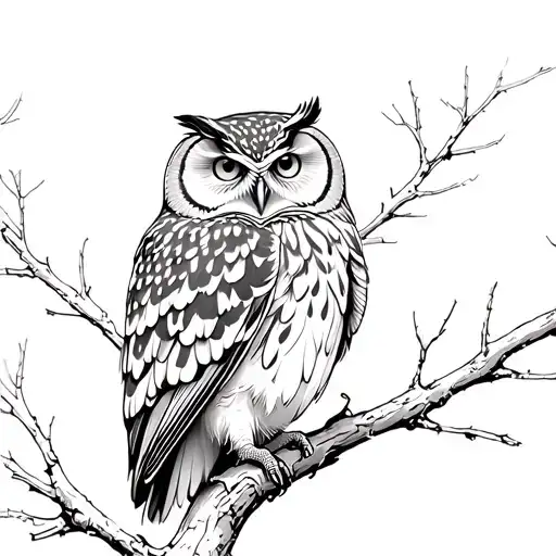 Owl Perched On A Branch