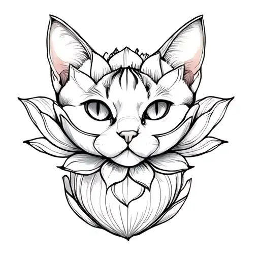 Cat In A Lotus Flower