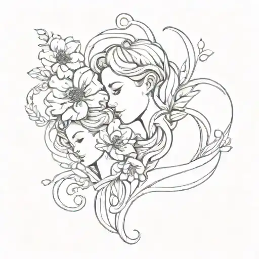 A Symbolic Tattoo Of A Mother And Daughter Bond Represented By Intertwined Flowers