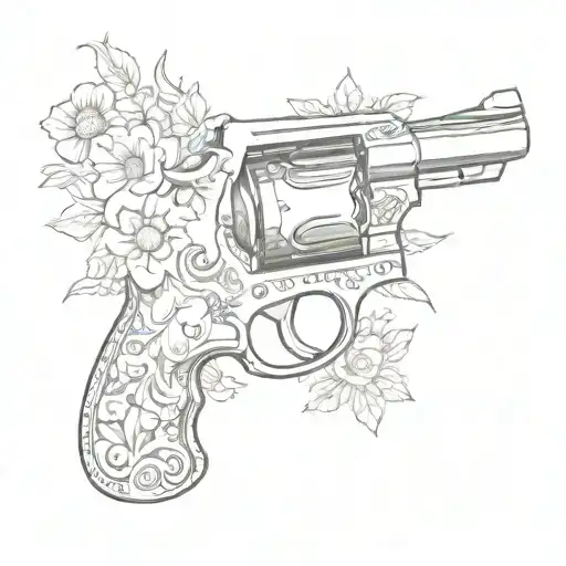 A Revolver Pistol With Intricate Floral Engravings