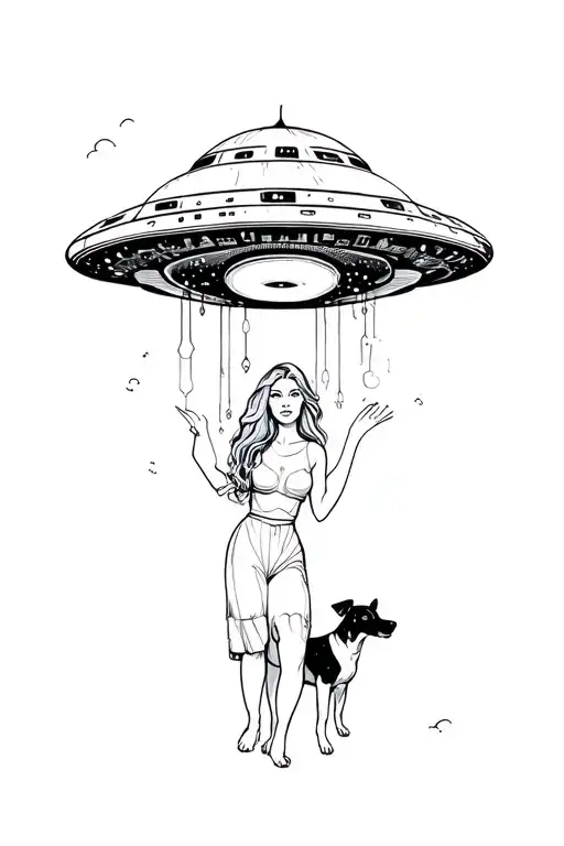 Woman And Dog Pulled Into A Ufo