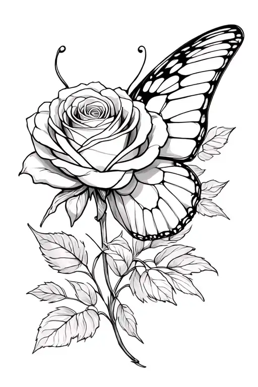 Butterfly Rose Memorial Half Sleeve