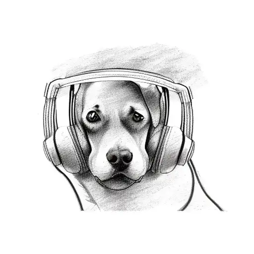 A Sketch Of A Dog Wearing A Headset And Playing A Video Game