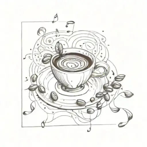 A Sketchbook With Coffee Beans And Musical Notes Intertwined