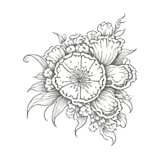 Pretty Oyster Shell With Carnations Around It