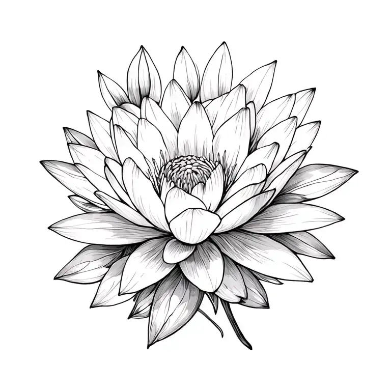 Water Lily And Aster Flowers Connected