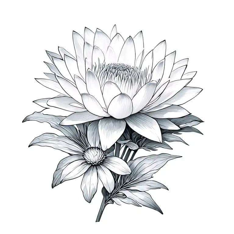 Water Lily And Aster Flowers Connected Our Lives