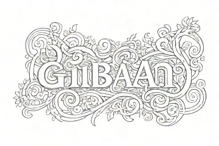 Lettering Tattoo For The Name Giban