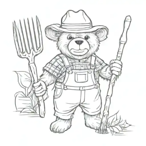 Farmer Teddy Bear With Pitchfork