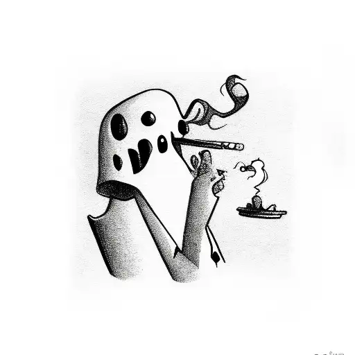 Cartoon Ghost Smoking Joint