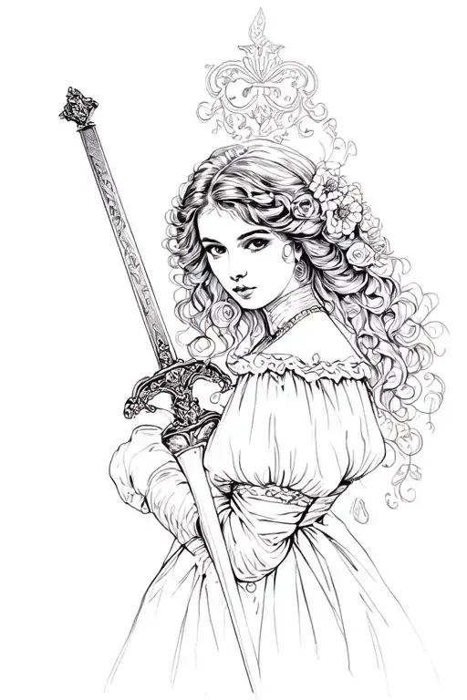 Beautiful Dark Haired Victorian Woman With A Sword