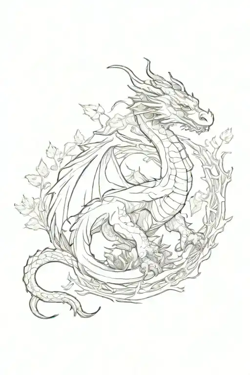The Dragon Protects The Oak Sprout Growing