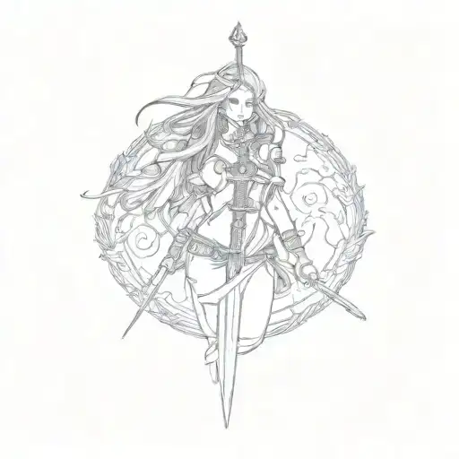 A Girl With Long Hair And A Sword