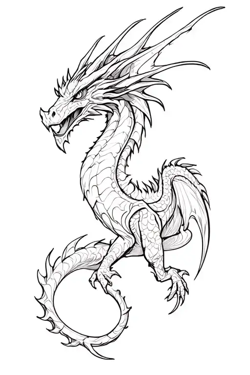 Wingless Dragon Fine Line