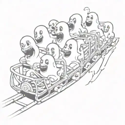 Cartoon Ghosts On A Roller Coaster Realistic