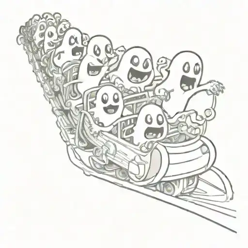 Cartoon Ghosts On A Roller Coaster Realistic