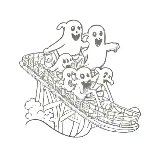 Cartoon Ghosts On An Roller Coaster