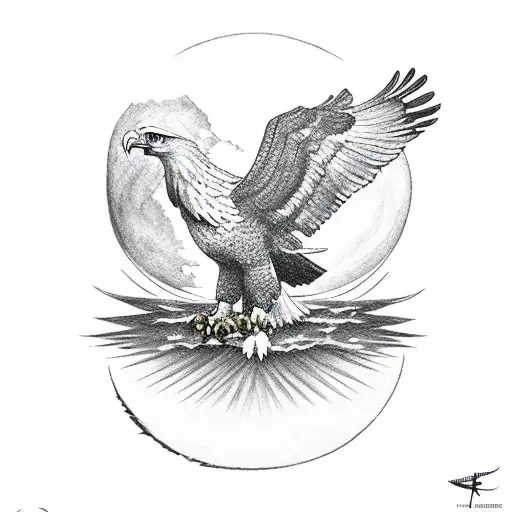 Eagle With Moon