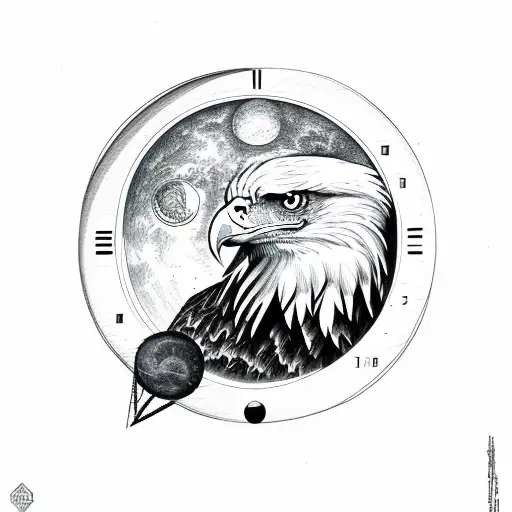 Eagle With Moon Phases Eyes