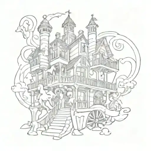 Cartoon Haunted House Roller Coster Ride