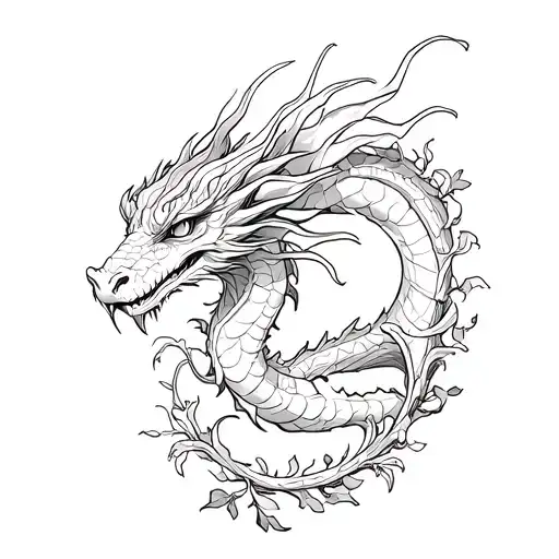 Dragon With Vine Around It