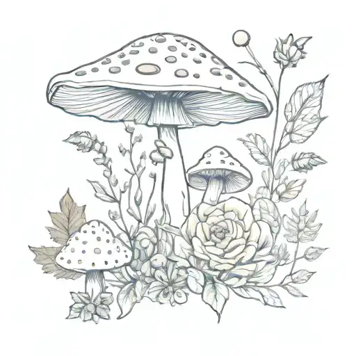 Floral Fern Leaf Butter Fly Agaric Mushroom Moon Nature