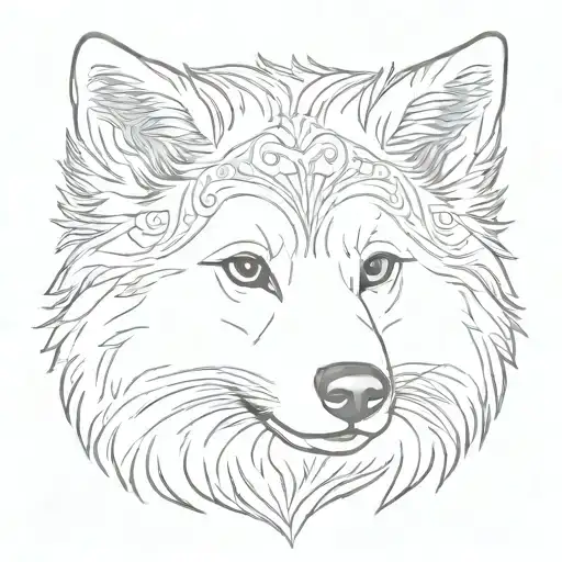 American Eskimo Mini Ears Outline From Front