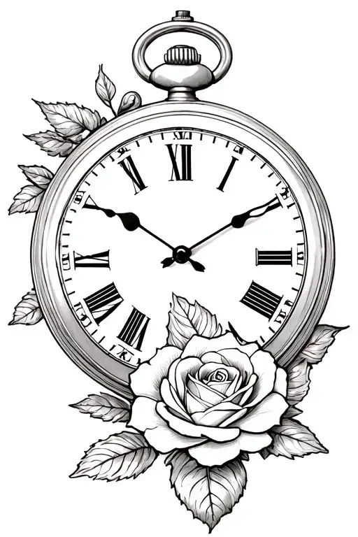 Gardenia Over Lapping Pocket Watch With Rose At Bottom