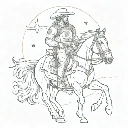 Cowboy Astronaut On Horse Silloutte