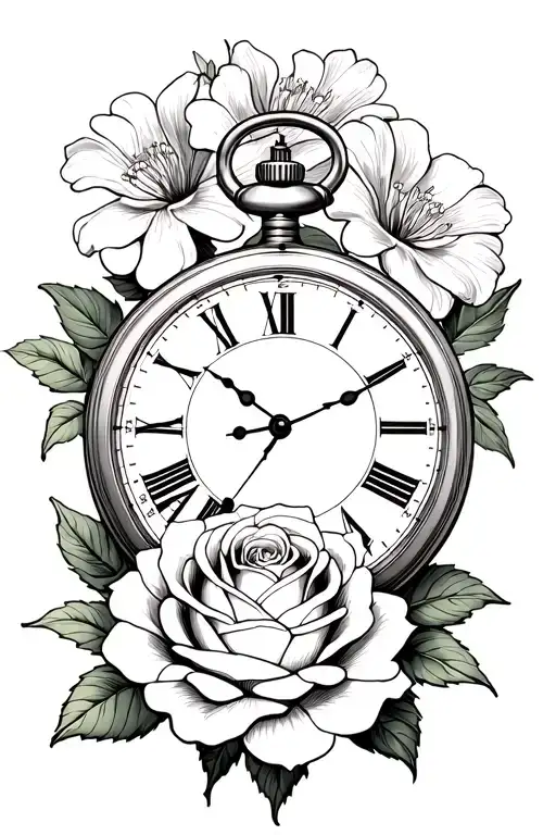 Gardenia Over Lapping Pocket Watch With Rose At Bottom