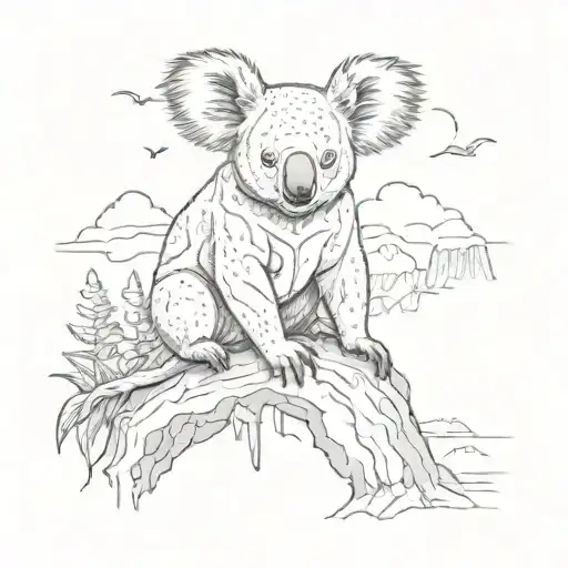 A Mystical Scene Of A Koala And Cat Exploring The Landscapes Of Iceland